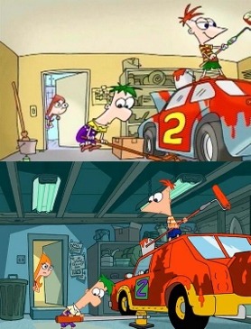 Stages of development for Phineas and Ferb image