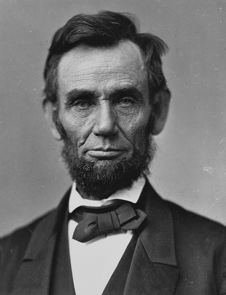 an iconic black and white photograph of Lincoln