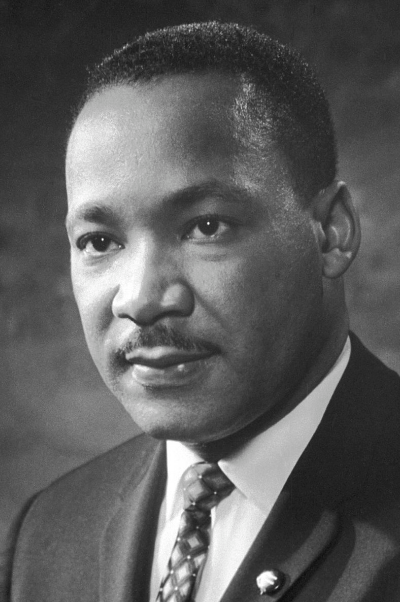 black and white portrait of Martin Luther King