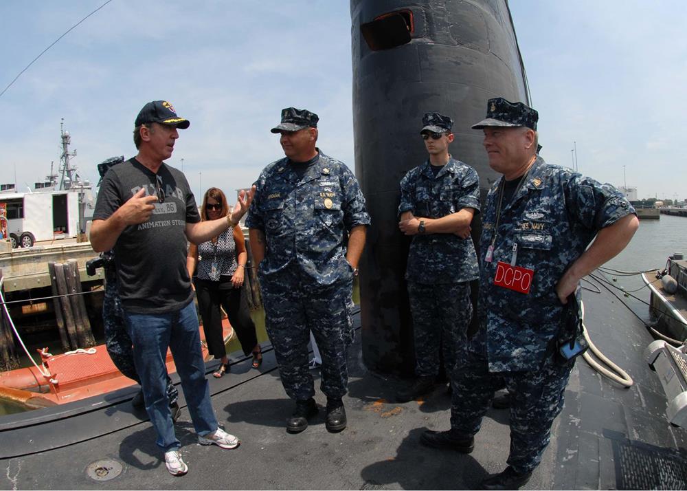Tim Allen (left) with members of the United States Navy, 2010