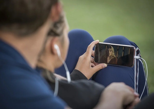 watching a movie using a smartphone