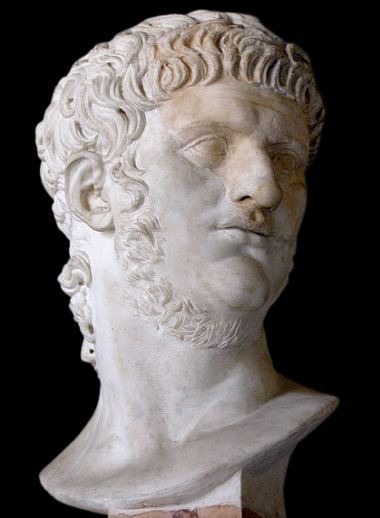 A bust of Nero facing right