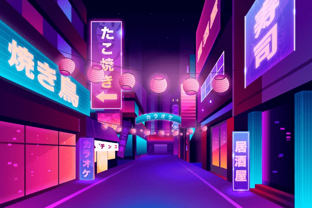 A japanese street from anime.