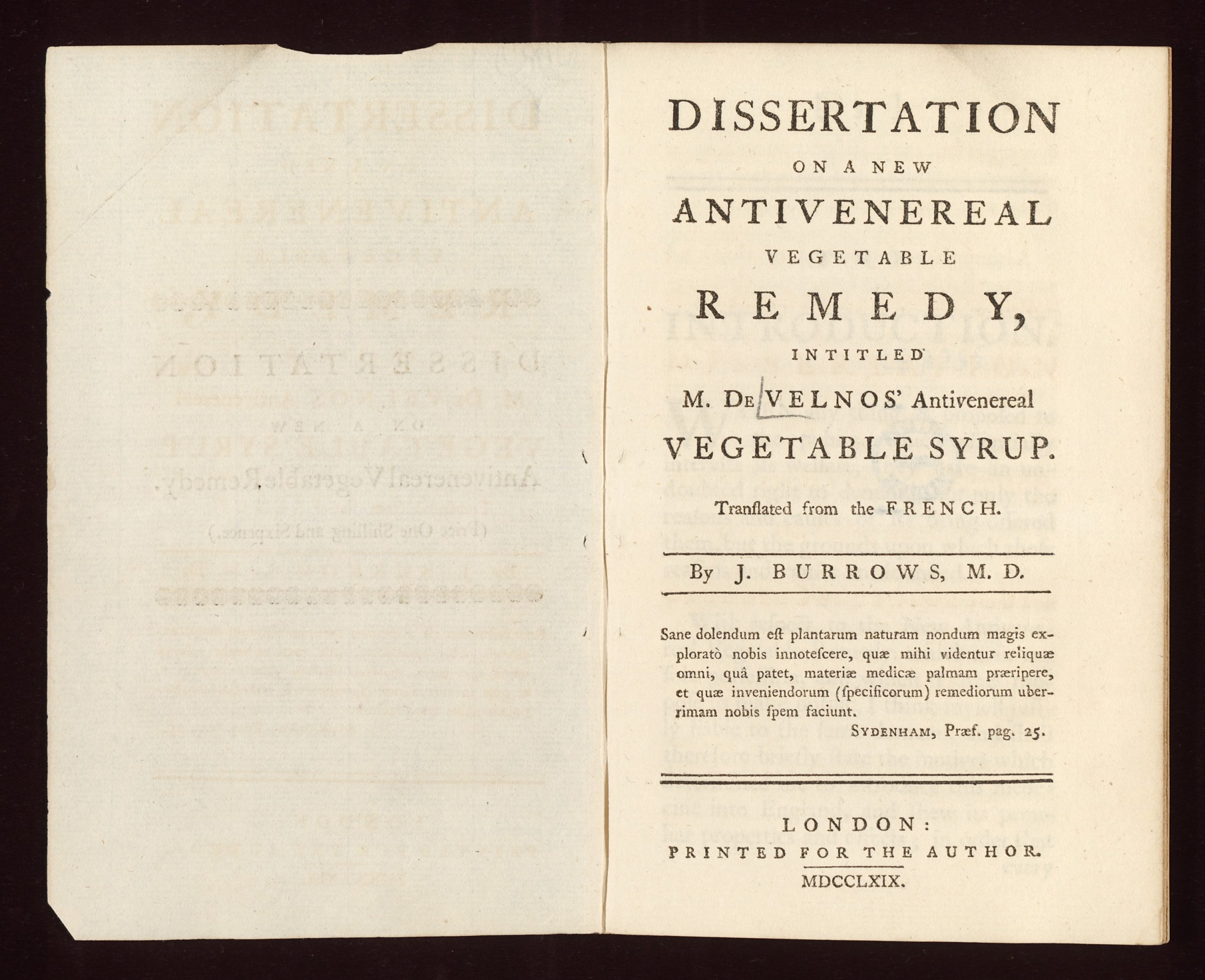 Dissertation on a new antivenereal vegetable remedy