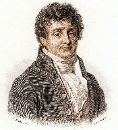 Engraved portrait of French mathematician Jean Baptiste Joseph Fourier (1768 - 1830)