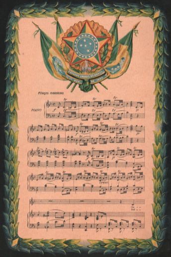 Music sheet of Brazil’s national anthem