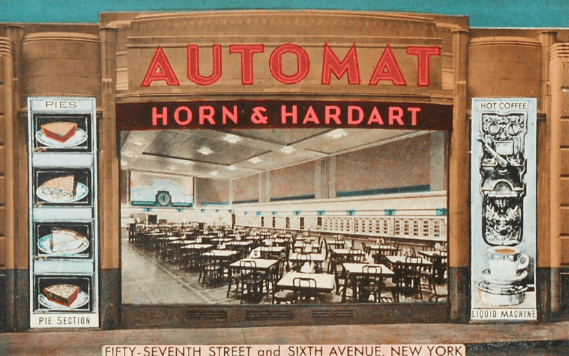Picture of Horn and Hardart Automat Restaurant in New York City at 104 West 57th Street near sixth avenue.