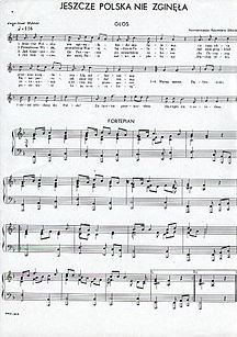 Polish national anthem sheet music