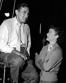 Sidney Lanfied and Jane Wyman on the set of Fireside Theatre in 1955