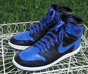 a pair of Nike Air Jordan 1 basketball shoes