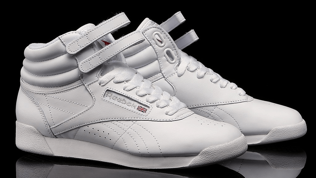 a pair of Reebok Freestyle shoes