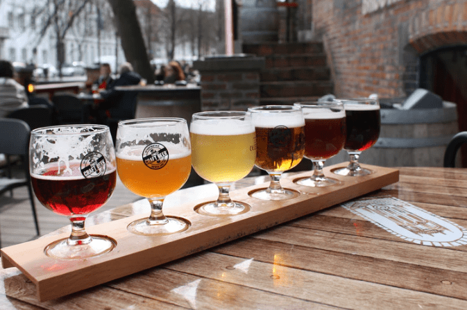 different types of beer in glasses