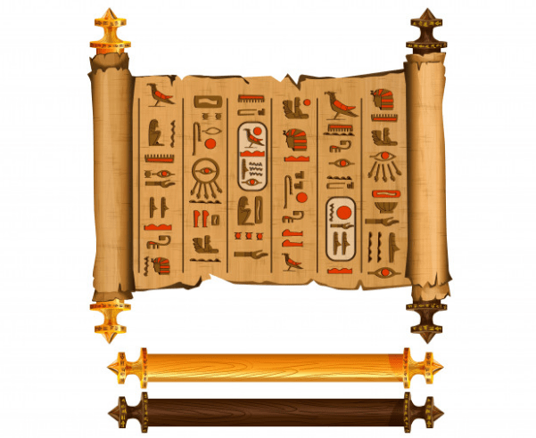 picture of Egyptian scroll with characters on it.