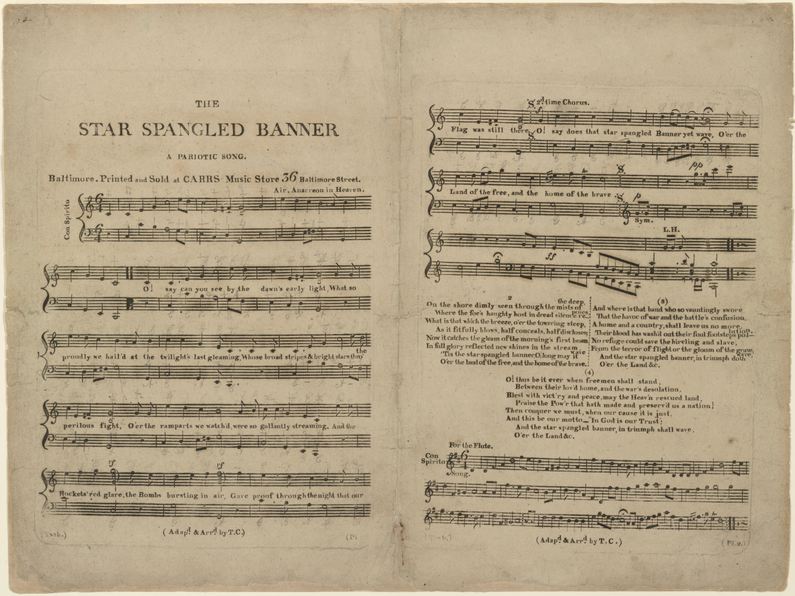 the first sheet music publication of the Star Spangled Banner, 1814