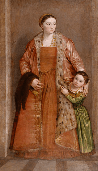 woman and child in a gorgeous dress, 16th century