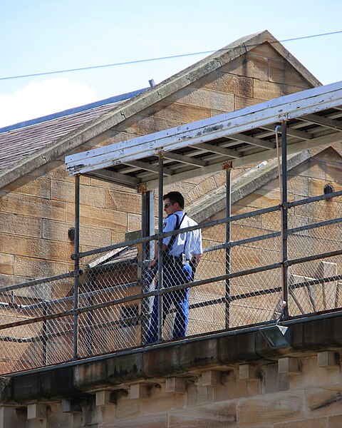 A prison guard on lookout in the watchtower at Parramatta Gaol image