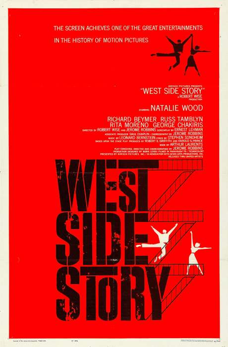 Theatrical poster for the American release of the 1961 film West Side Story, based on the musical of the same name