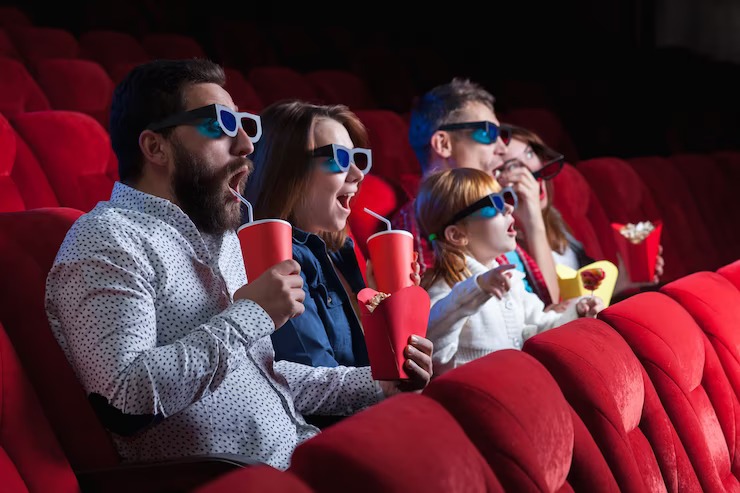 People watching comedy movie in cinema image