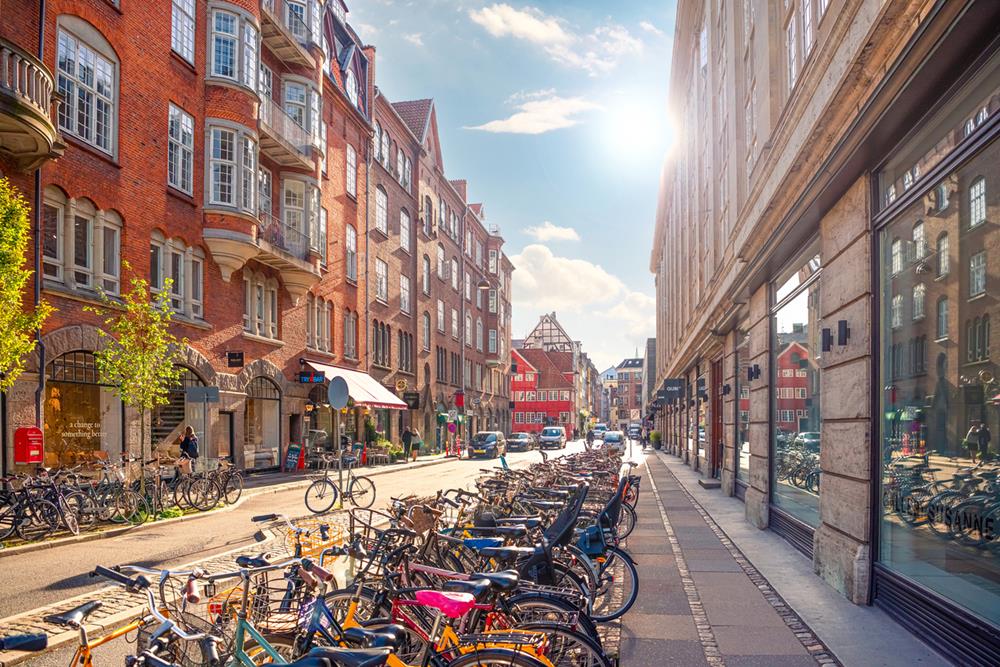 a beautiful street in the Old Town of Copenhagen, Denmark