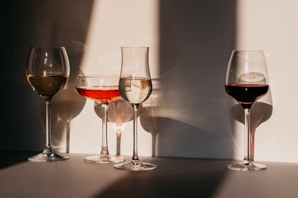 different kinds of wine in glasses image