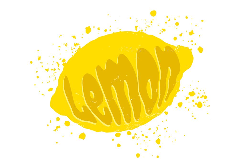 Vector illustration of lemon with text in groovy style
