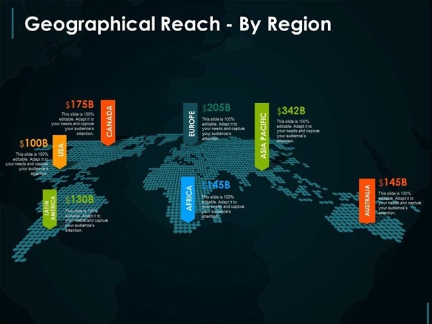 Template 5 Geographical Reach By Region Example Of PPT