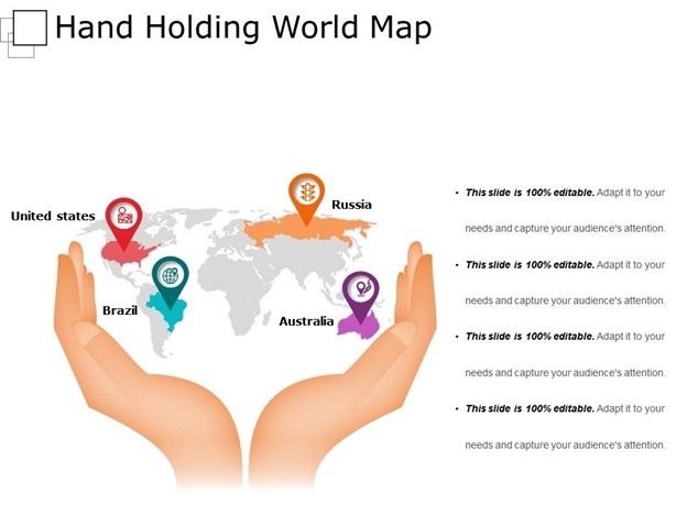 Template 9 Hand Holding World Map PPT Background Images