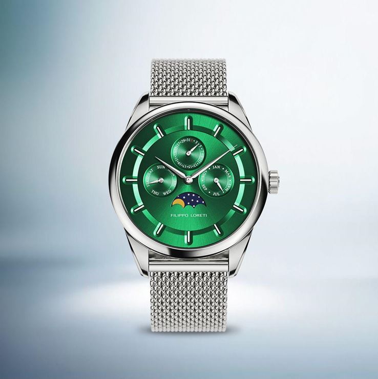 Venice Moonphase Emerald Mesh Green Dial Watch