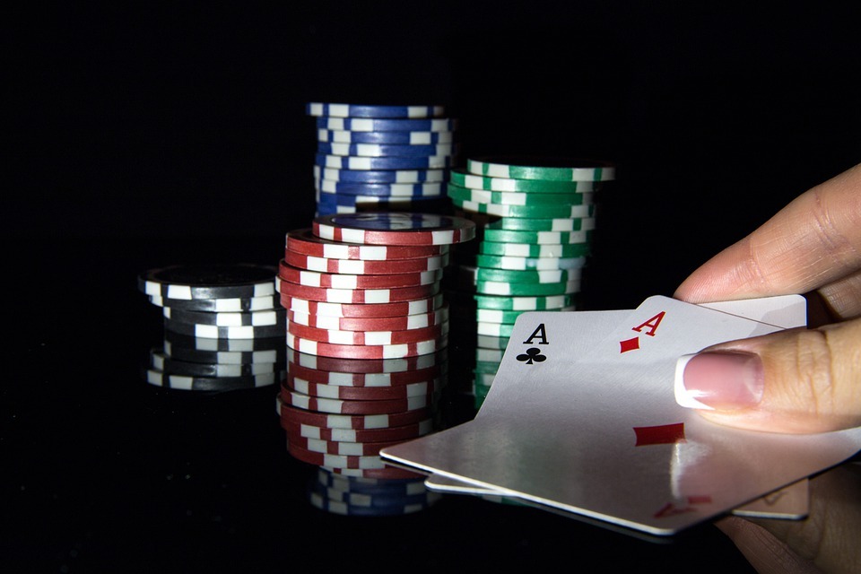 playing poker with cards and chips