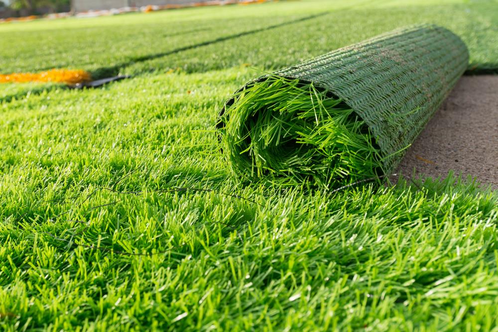 A roll of artificial grass