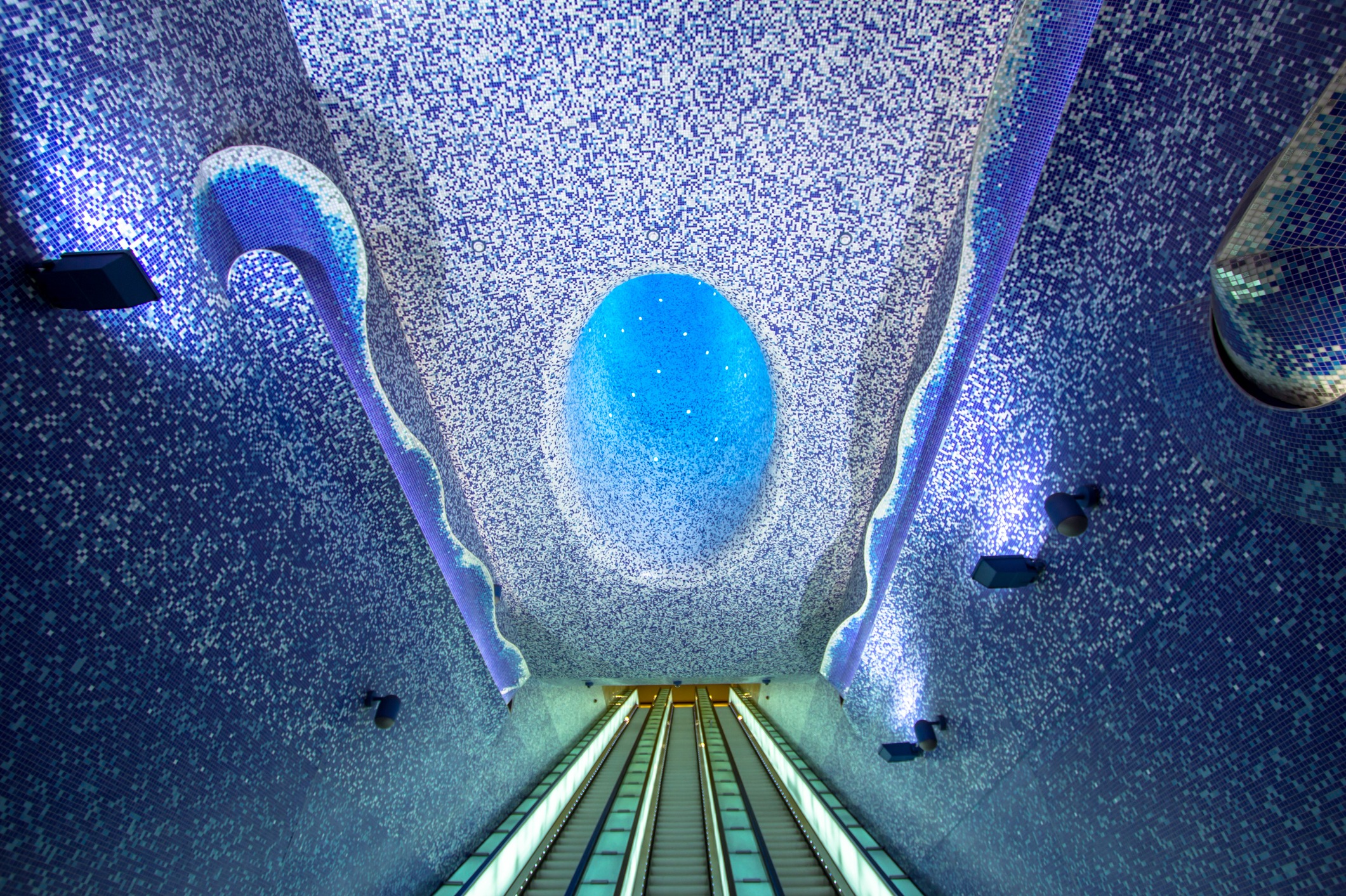 the mesmerizing escalator of Toledo Station in Naples, Italy