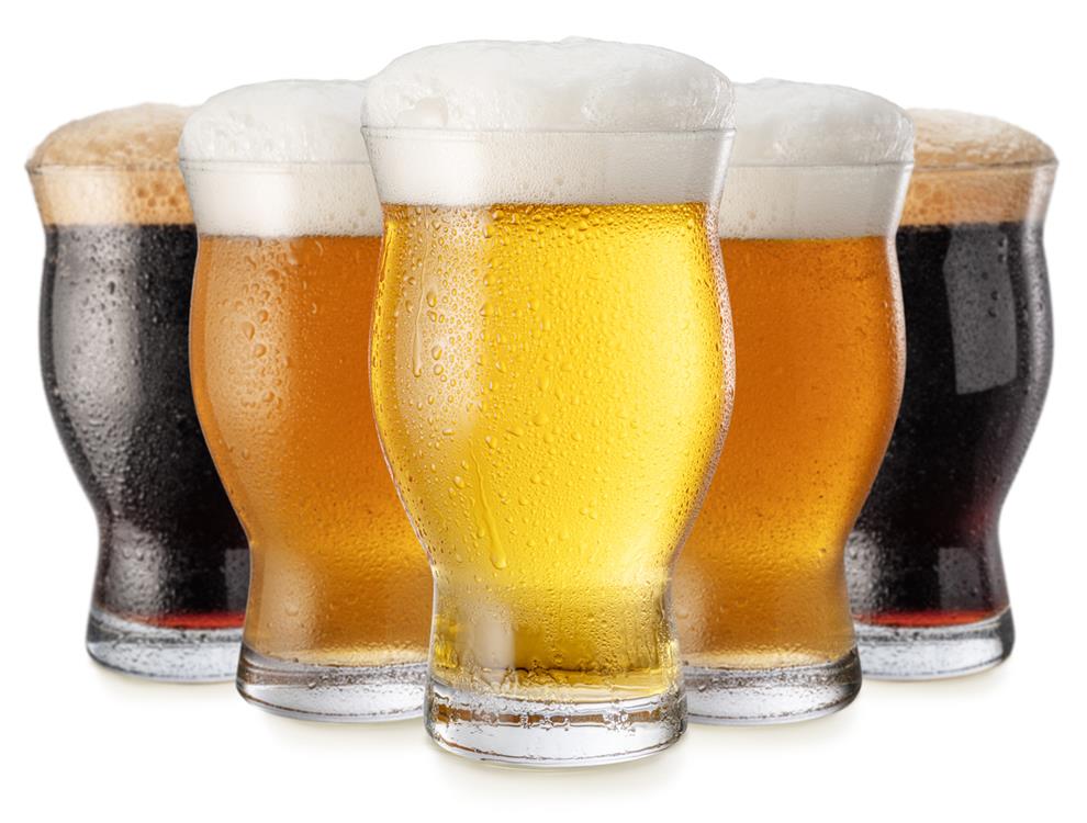 Different types of beer in stout glasses