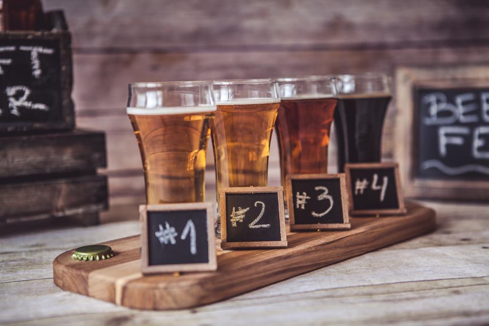 Different types of beer for tasting