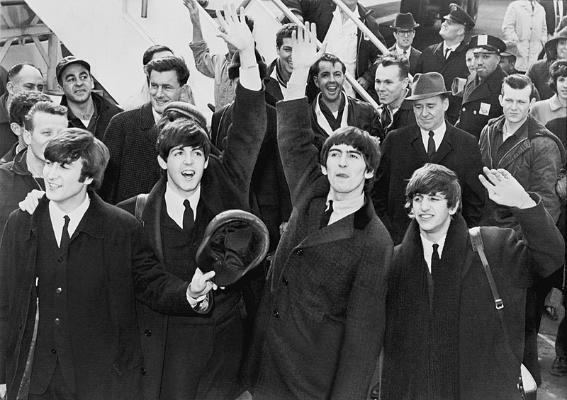 The Beatles at the John F. Kennedy International Airport on February 7, 1964.