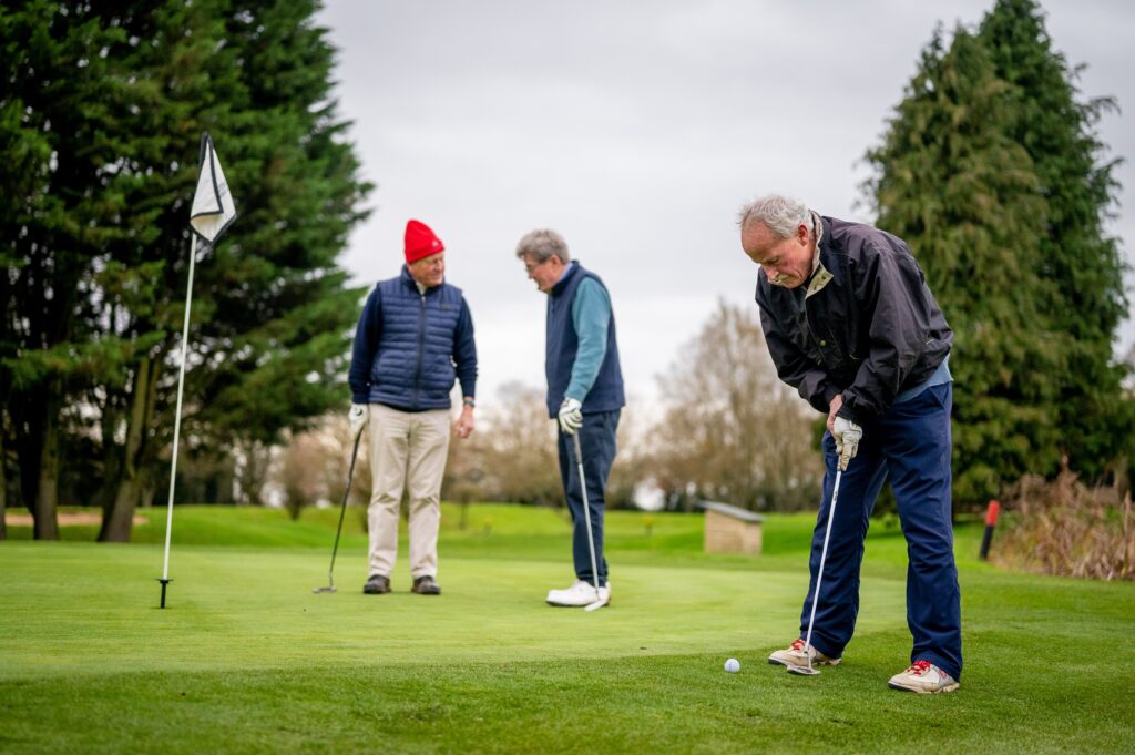 elderly men playing golf image