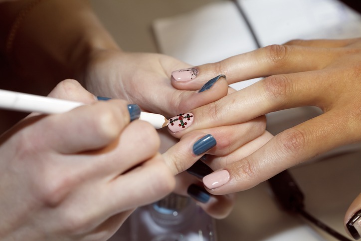 manicure process, gel nail, close-up,