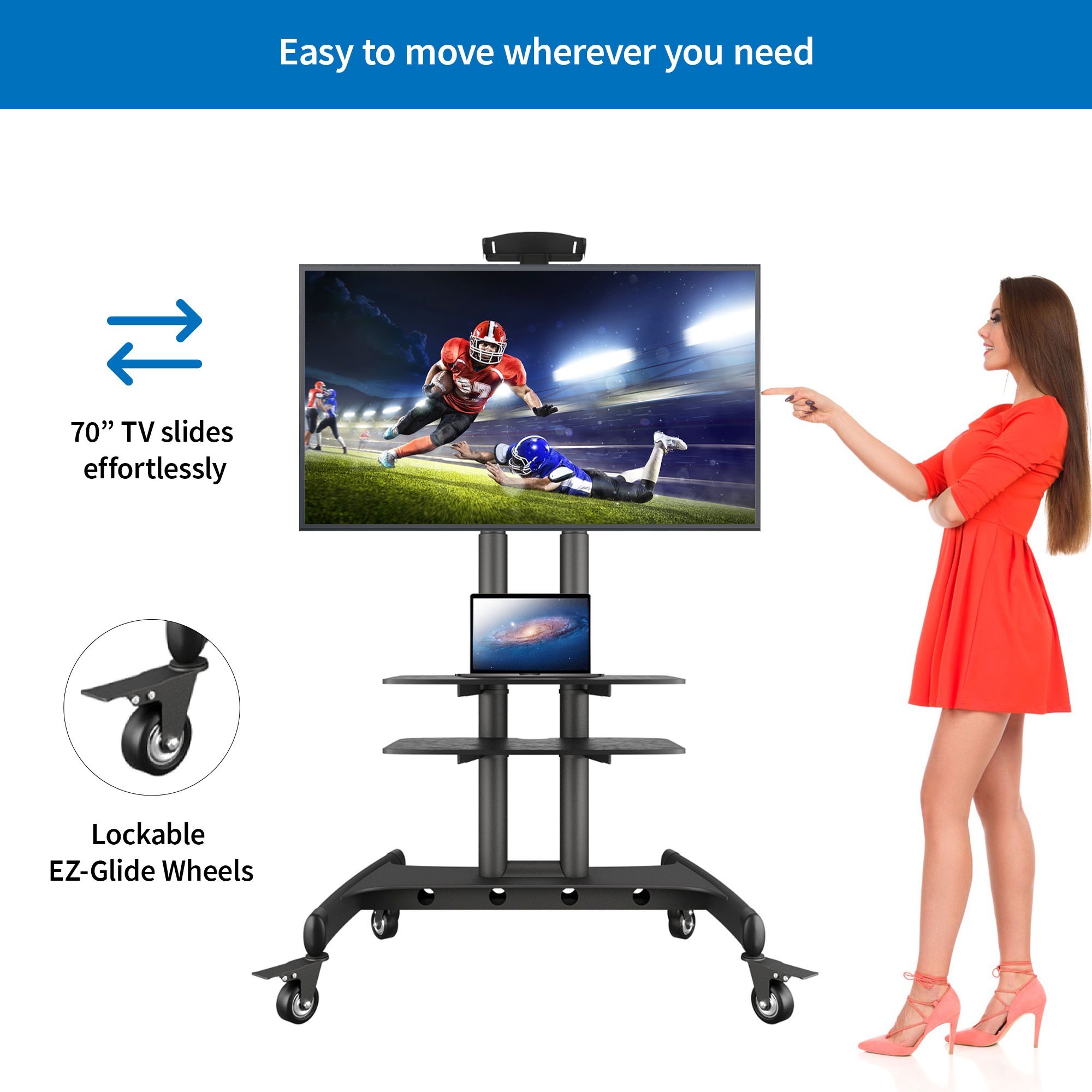 How can a mobile TV stand enhance my home movie viewing experience
