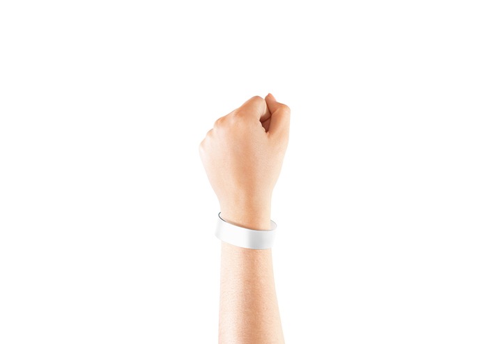 Blank white chroma luxe bracelet mockup on hand, isolated