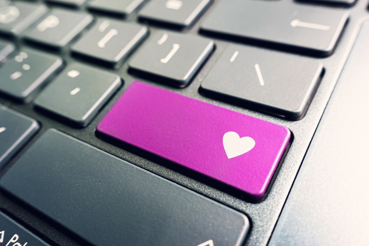 heart is a symbol of love or like on the button on the keyboard. Expression of respect for the content on the web site.