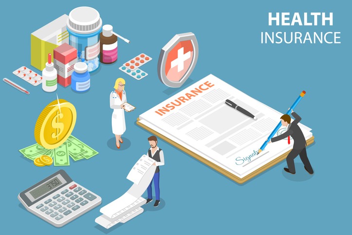 3D Isometric Flat Vector Conceptual Illustration of Health Insurance