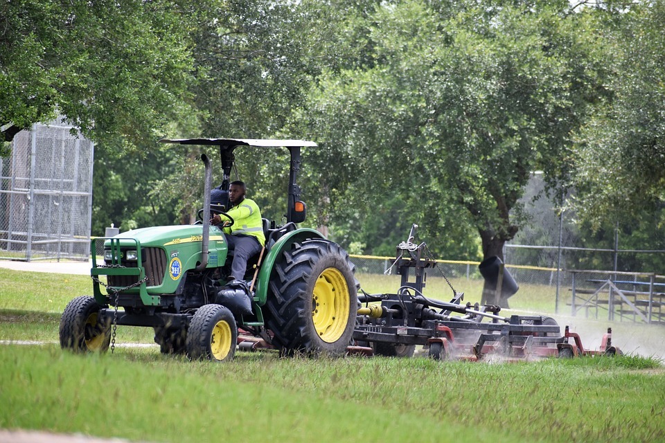 Lawncare tractor landscaping mowing