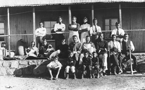 Mohandas K. Gandhi and other residents of Tolstoy Farm, South Africa, 1910