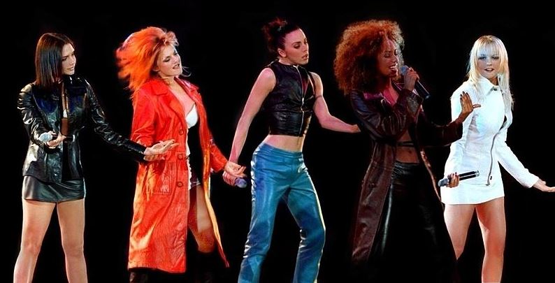 The Spice Girls performing “Say You’ll Be There” at the McLaren party in 1997