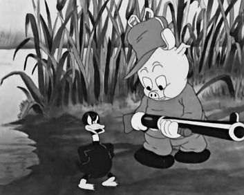 Daffy as he first appeared in Porky's Duck Hunt (1937)