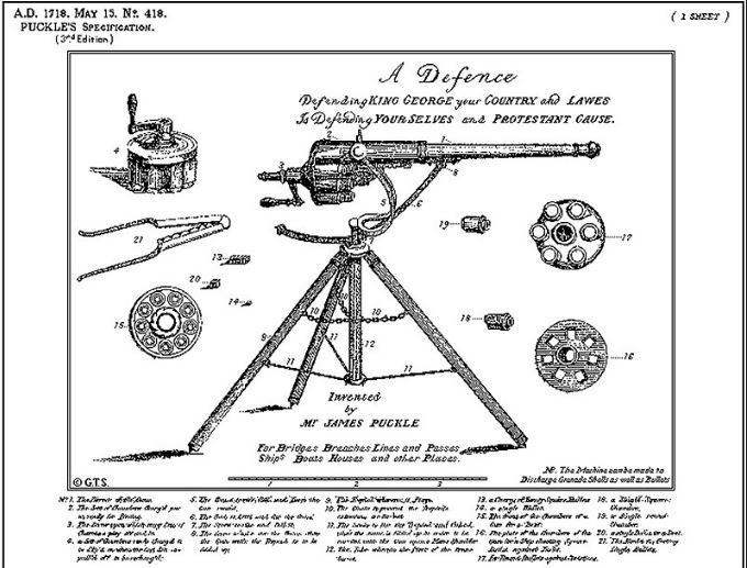James Puckle's 1718 early autocannon