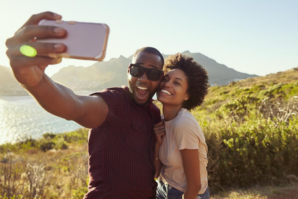 Couple pose for a selfie