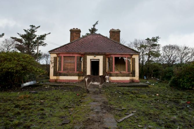 A photo of an abandoned house