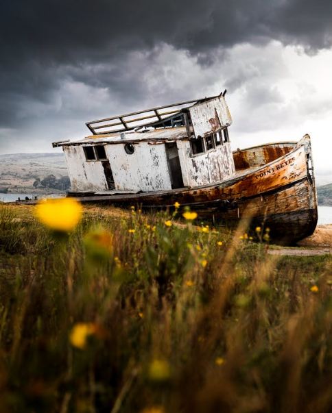 Abandoned Boat drifted ashore