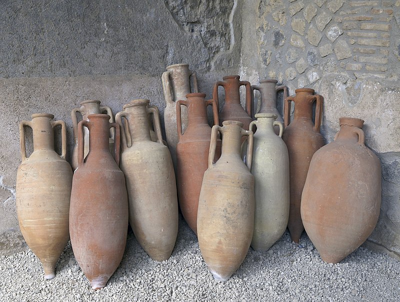 Ancient Roman amphoras in Pompeii 