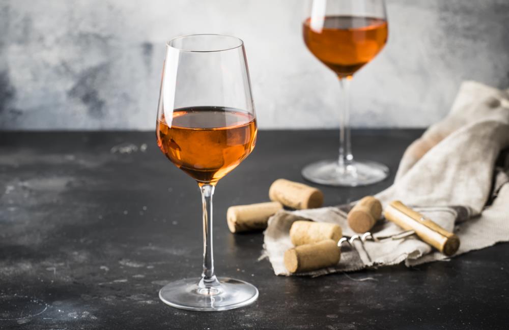 Glasses of orange wine
